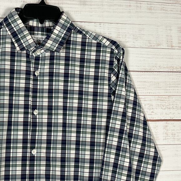 Mizzen + Main Mens Button Shirt XXL Trim Fit Stretch Multicolor Check Leeward - Picture 2 of 11